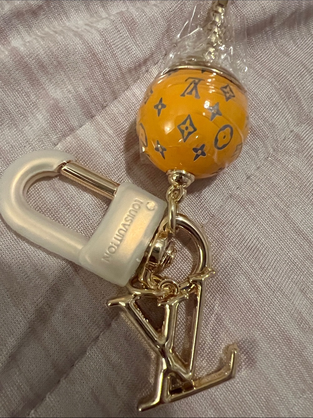 INSPIRED Yellow Monogram Lollipop Bag Charm Key Holder - Picture 3 of 3